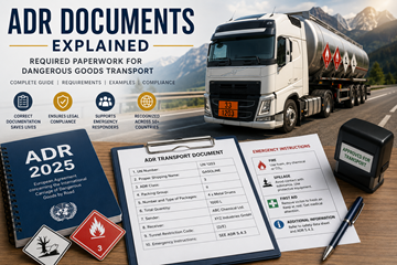 ADR dangerous goods transport documents and required logistics paperwork in Europe