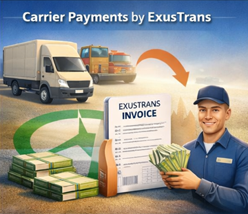 Transport carrier receiving payment and invoice from ExusTrans after completed delivery