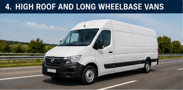 High roof long wheelbase logistics van transporting large cargo in Europe