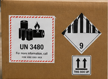 Lithium battery warning labels and ADR transport markings
